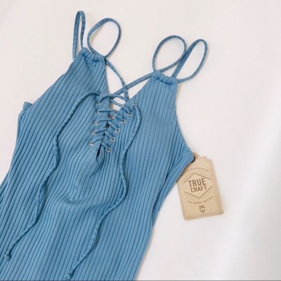 NWT True Craft Ribbed Lace-Up One Piece Swimsuit - Picture 5 of 10